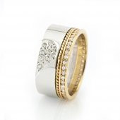 Kalbimin Sahibi ve Örgü Tasarım Zirkon Taşlı 925 Ayar Gümüş Bayan Alyans - 1