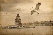 Kız Kulesi-Martı Manzaralı Kanvas Tablo - 1