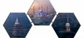 Kız Kulesi, Galata Kulesi ve Cami Temalı Kanvas Tablo - 1