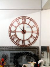 Bakır Büyük Dev Mdf Kadran 40 cm Akrep Yelkovan Duvar Saati - 4