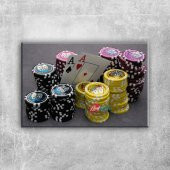 Poker Masası İskambil Kağıtları Poker-2 Fotoğraf Kanvas Tablo - 1