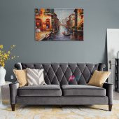 Venedik Gondol Sefası 5 Yağlı Boya Dekoratif Modern Kanvas TablO - 3
