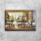 Paris Eyfel Kulesi 4 Şehir Manzaraları Yağlı Boya Canvas Tablo - 1