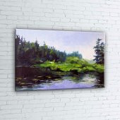 Orman Nehri, Doğa Manzarası 1 Yağlı Boya Sanat Kanvas Tablo - 2