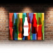 Coca Cola Renkli Şişe Retro Dekoratif Canvas Tablo - 2