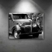 Dodge Klasik Kamyon Siyah Beyaz Fotoğraf Dekoratif Kanvas Tablo - 1