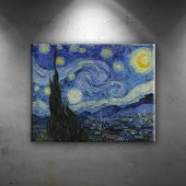 Vincent Van Gogh Yıldızlı Gece Yağlı Boya Sanat Kanvas Tablo - 1