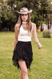 Süet Püsküllü Etek - 1