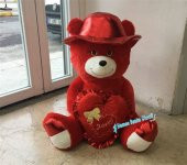 Peluş Oyuncak Ayı Kırmızı Şapkalı Love Kalp Yastıklı 60 Cm Sevgililer Günü Hediyesi - 3