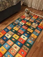 Elenist Otantik Desenli Kaydırmaz Taban Halı Kilim Yolluk - 1