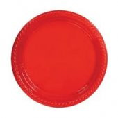 KIRMIZI PLASTİK TABAK 22CM 25'Lİ - 1