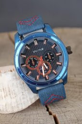 Lacivert Kot Kordonlu Lacivert Renk Metal Kasa Erkek Kol Saati - 1