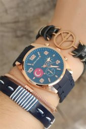 Silikon Kordonlu Erkek Saat Bileklik Kombini - 2