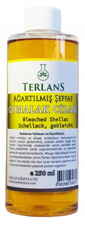 TERLANS Ağartılmış Şeffaf 1. Sınıf Kalite Gomalak Cilası 250 ml - 1