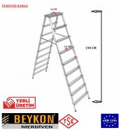 BEYKON 9+9 BASAMAKLI ÇİFT ÇIKIŞLI ALÜMİNYUM MERDİVEN - 1