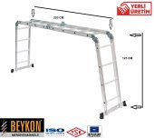 Beykon 16 Basamaklı 1.6 MM Kalınlık 4.70 M Çok Amaçlı Katlanır Merdiven - 1