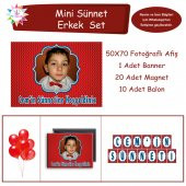 Sünnet Resimli İsimli Kırmızı Parti Süsleri Mini Set - 1
