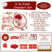 6 Ay Kınası Güllü Vintage Tema Parti Standart Set - 1