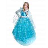 Elsa Kostümü Frozen Elsa Simli Kostum Uzun Kollu Ful Aksesuarlı - 7