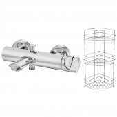 ECA Myra Banyo Bataryası 470H+Metal Tel Süngerlik 3lü Köşe Raf   Krom Şampuanlık 2li Set - 1