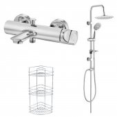 ECA Myra Banyo Bataryası+TEMA Rain Slim Tepe Duş Seti+3lü Raf    (470H+53220+Süngerlik) 3lü Set - 1