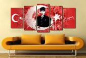 5 Parça Ay Yıldız Temalı Mustafa Kemal Atatürk Tablo - 1
