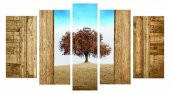 5 Parça Çınar Ağacı Manzaralı Kanvas Tablo - 1