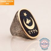 Göktürk Yüzük Göktürk Yüzüğü Göktürkçe Türk Yazılı Gümüş Yüzük - 1
