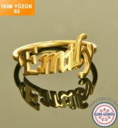 İsim Yüzük İsimli Yüzük Kişiye Özel Gümüş Yüzük - 7