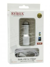 Syrox C32 Metal Araç İçi Şarj Adaptörü ve Micro USB Kablo Set 3.1A Füme - 3