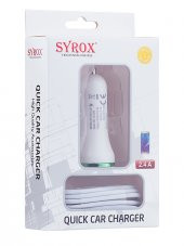 Syrox C47 Araç Şarj Aleti Micro USB Kablo Set 2.4A Beyaz - 3