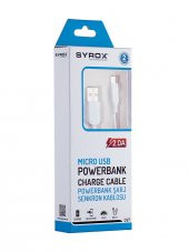 Syrox C67 Micro USB - USB Kısa Şarj Kablosu 2A 20cm - Beyaz - 2