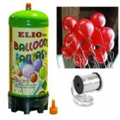Helyum Gazı Tüp + 20 Adet Kırmızı Balon Metalik Uçan Balon + İpi - 3