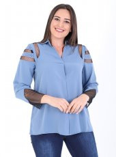 Büyük Beden Sheeny Gömlek İndigo - 1