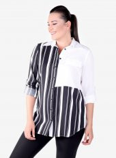 Büyük Beden Skylıne Gömlek Siyah Çizgili - 1