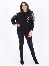 Büyük Beden Star Sweat Siyah - 1