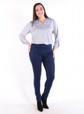 Büyük Beden Tribella Nakışlı Denim Pant. Lacivert - 1