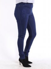 Büyük Beden Tribella Nakışlı Denim Pant. Lacivert - 2