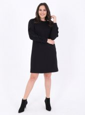 Büyük Beden Yağmur Elbise Siyah - 1