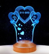 3D Led Lamba 3 Boyutlu Yıl Dönümü Kişiye Özel Hediye Gecelambası - 1