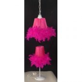 Fuşya tuylu avize abajur seti - 1