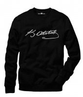 Tshirthane Atatürk imza Erkek Uzun Kollu Bisiklet Yaka Sweatshirt Sweatshirt Uzunkollu - 1
