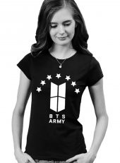 Tshirthane BTS Siyah tshirt  army  Kadın Tişört - 1