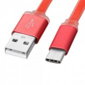 General Mobile GM8 Type C Hızlı Şarj Data Kablosu Yassı Silikon Kopmayan 1 Mt Kırmızı - 2