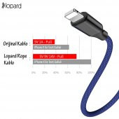 Lopard Rope Apple iPhone Sağlam Şarj Kablosu Lightning Kablo 120cm - 2