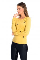 VEDİ ARI TAŞLI BAYAN TRİKO KAZAK - 4010-SAFRAN - 1