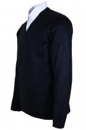 Erkek Yünlü Kazak V Yaka Normal Klasik Kesim Lacivert RAR00372 - 3