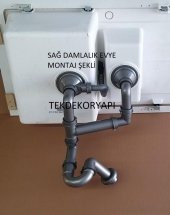 TEKDEKOR GRANİT EVYE SİFONU TAKIMI 1,5GÖZ TEKA FRANKE BLONCO DOMİNOX  SİFONU - 2