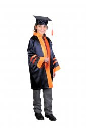 Mezuniyet Kep Cübbe Anaokul Siyah Turuncu Şeritli - 1