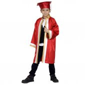 Mezuniyet Kep Cübbe İLKOKUL Kırmızı Gold Ekru - 1